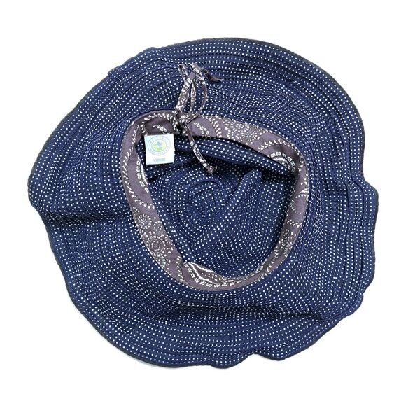 Wallaroo Woman’s Scrunchie Sun Hat Blue White Sun Protection Packable Bucket - Picture 4 of 6